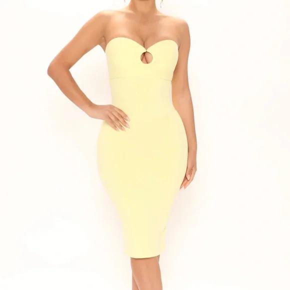 Fashion Nova | Dresses | Fashion Nova Off To Brunch Midi Dress In Yellow |  Poshmark